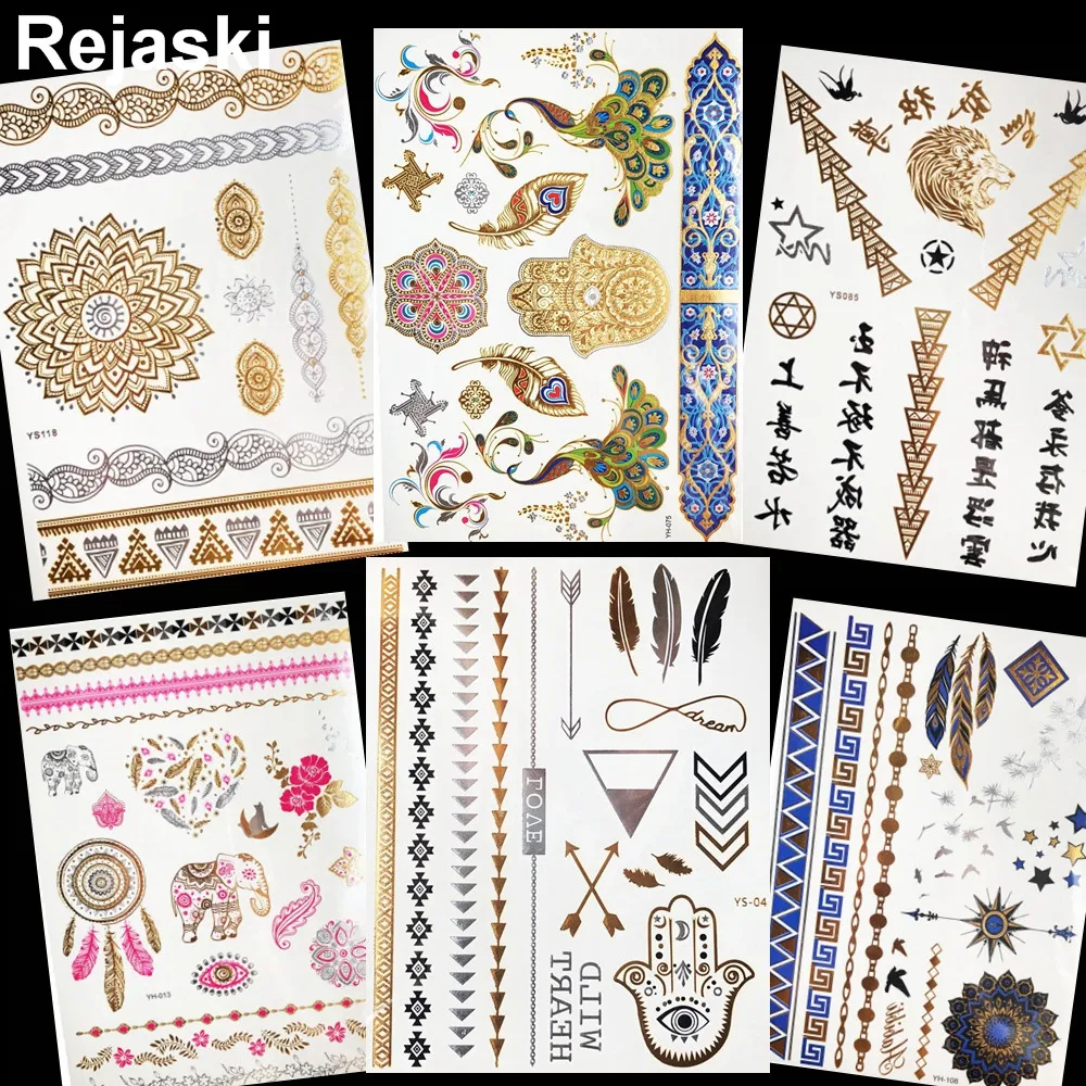 Серьги Henna Mandala золотая металлическая временная татуировка для девушек цепочка с