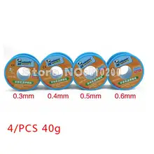 4 шт./компл. 0,3 мм/0,4 мм/0,5 мм/0,6 мм механик зеленый при низких температурах не содержащая свинец припойная из оловянной проволоки 40g Sn42/Bi58 припойная проволока рулон