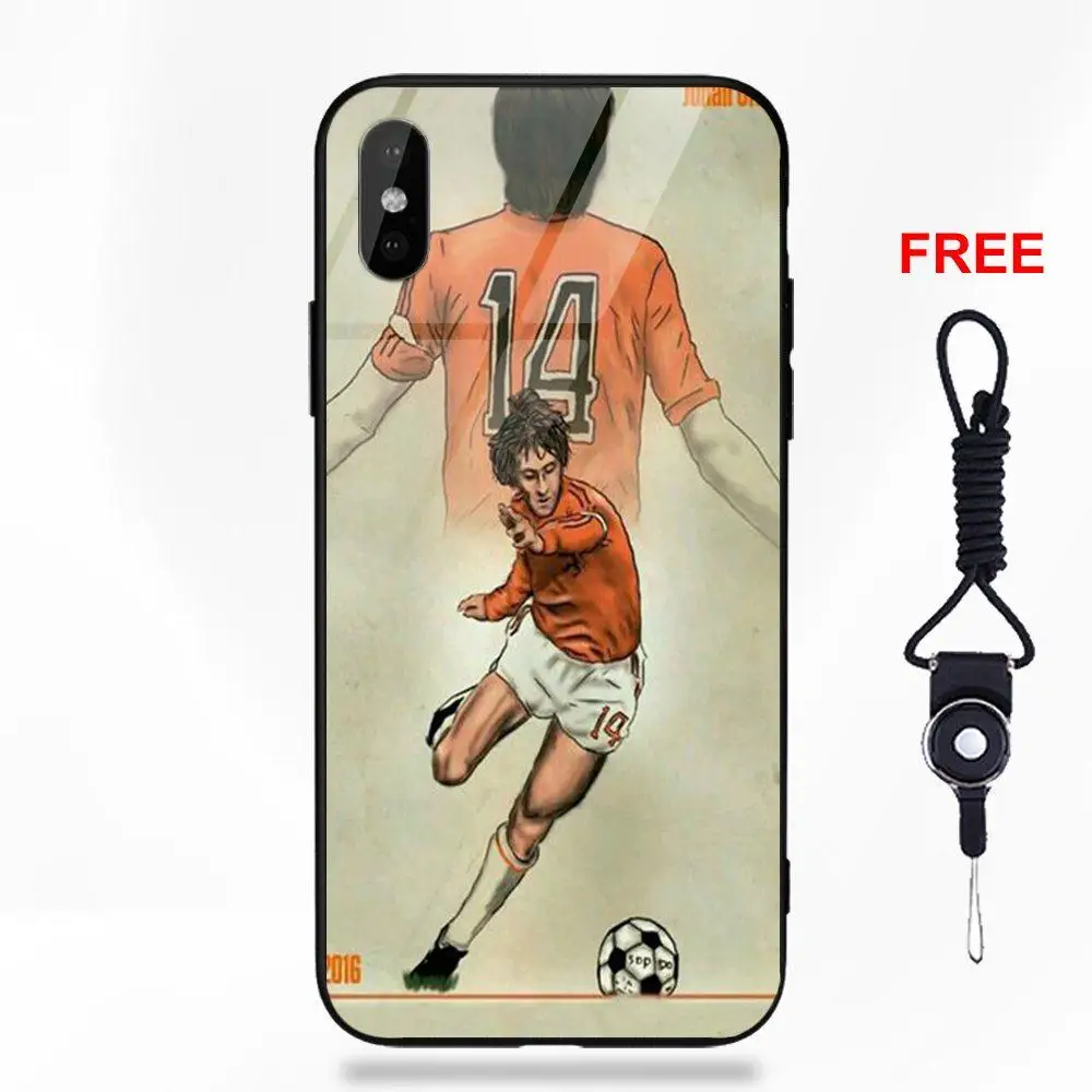 Vvcqod Мягкий ТПУ чехол+ закаленное стекло для Apple IPhone X XS Max XR 5 5C 5S SE 6 6 S 7 8 плюс футболист Johan Cruyff