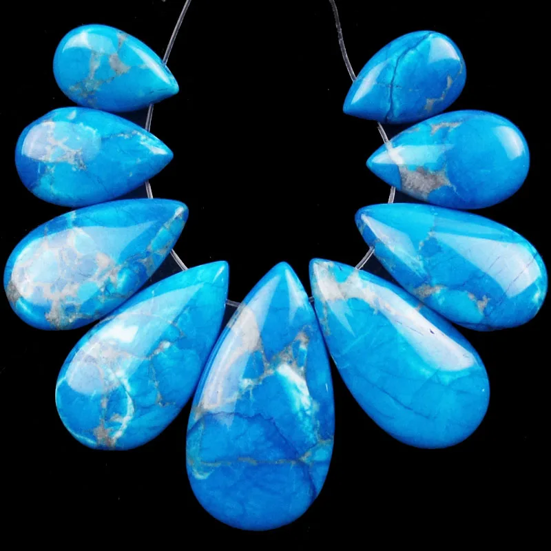 

(Min.order 10$ mix) Free shipping 9Pcs Beautiful Turquoises Teardrop Pendant Bead Set M0089841