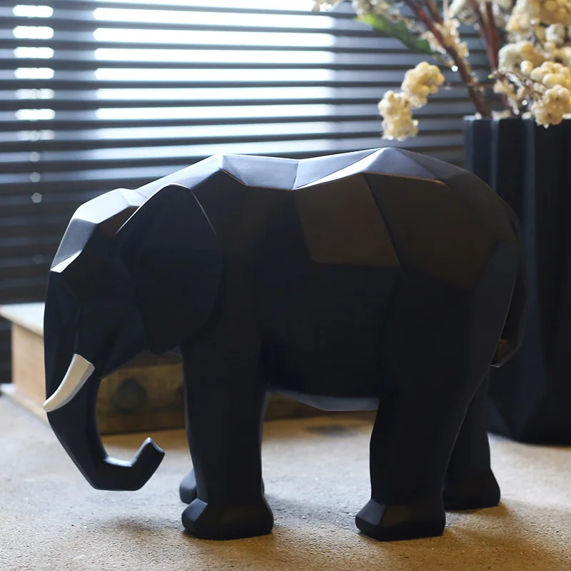 Geometric Elephant Models Animal Ornaments Resin Ornaments Home /Office Desktop Decoration Animal Lucky Best Gift 