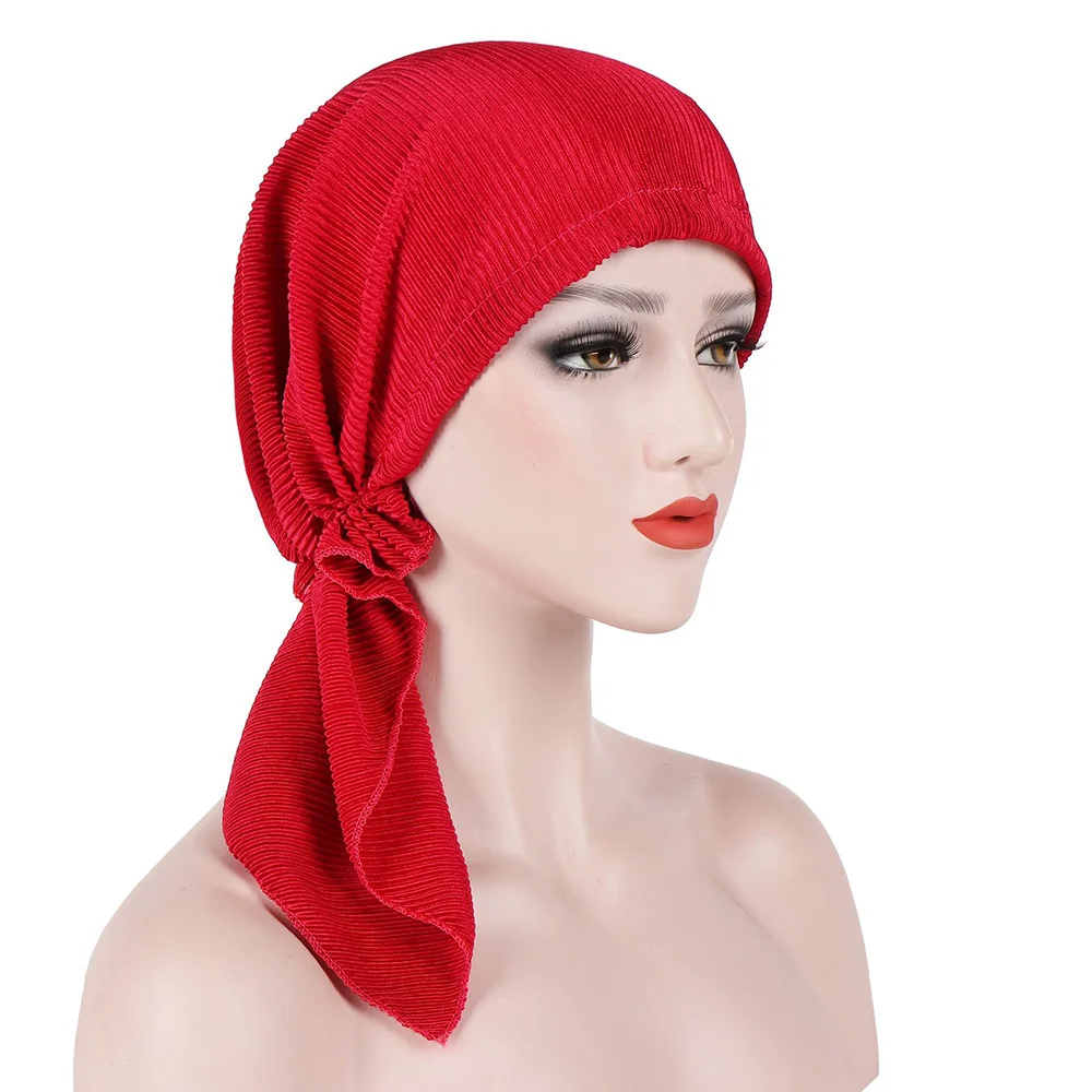 Для женщин мягкими рюшами платок Чемо Hat Boho Головные уборы повязка на голову повязки Tichel Рак Turbante трикотажные хлопковые хиджабы Обёрточная бумага