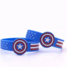 50 шт смешанный популярный мультфильм Капитан Америка резиновые браслеты силиконовые браслеты с WW30