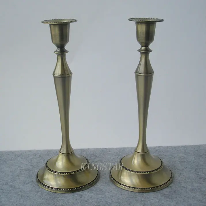 

H24cm one pair alloy zinc metal candle stand candlestick candle holders for home decoration bronze desk decoration set 2029