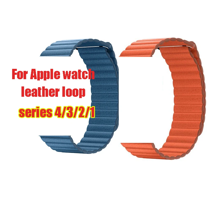

newest strap for apple watch band series 4/3/2/1 leather loop genuine bracelet 38mm 40mm 42mm 44mm & Adjustable Magnetic Closure
