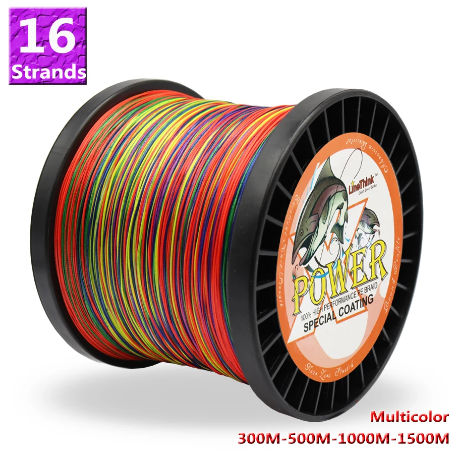 Power Fishing Wire 16 Strands Braided Fish Line 300m 500m 1000m 1500m Super  Strong Japan Multifilament Multicolor PE Braid Line