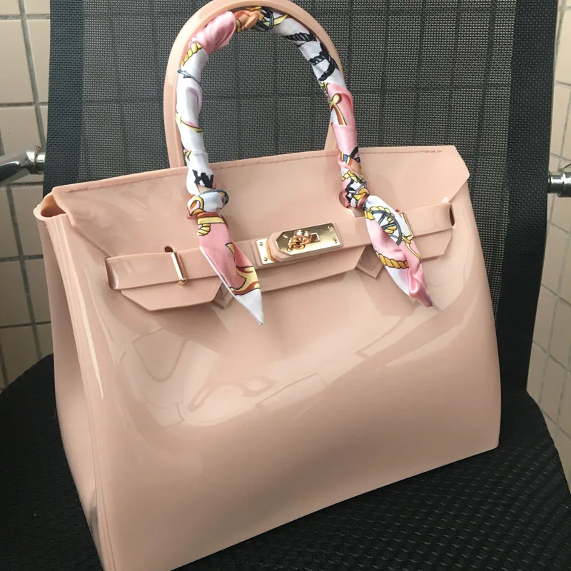 New Silicone Jelly Inspired Birkin Handbag Padlock Designer Women Messenger Bag