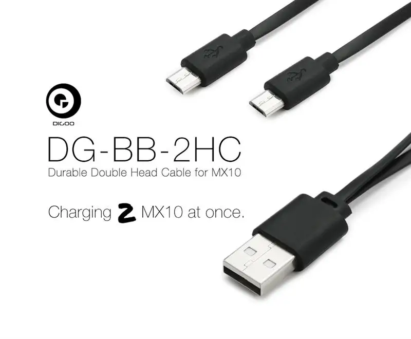 Digoo dg-bb-2hc прочные двойные глава 30 см зарядка через USB Мощность кабель для dg-mx10 СПЦ Беспроводной Водонепроницаемый Динамик Запчасти