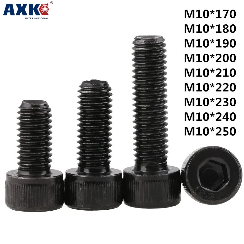 

AXK 1pcs 12.9 imported cylindrical head hexagon socket head cap bolt Hexagon socket head cap screw M10*170-250MM