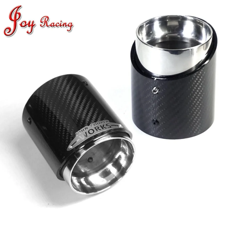 High Quality Glossy Carbon Fiber SUS304 Stainless Exhaust End Tip with JCW Logo 93mm Outlet for BMW MINI Cooper R55/R56/R60/R61