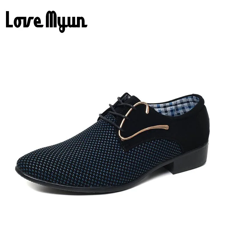 Самые Дешевые Мужские модельные туфли мужские оксфорды с острым носком, свадебные деловые туфли белого и синего цвета модные мужские туфли на плоской подошве со шнуровкой, 46 47 AB-45 - Цвет: navy blue