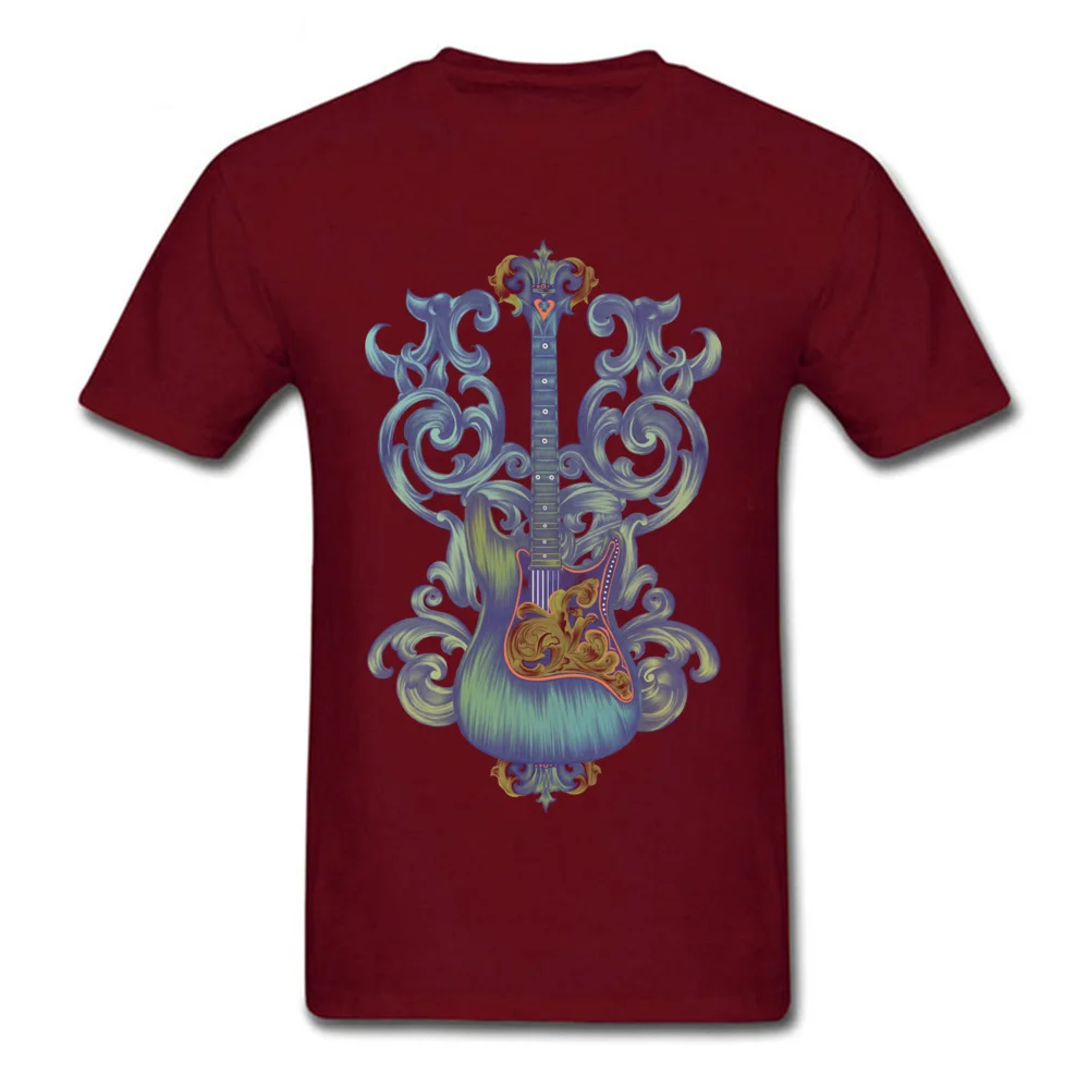 Angel Guitar 2018 Hot Sale Mens Tshirts Crewneck Short Sleeve Pure Cotton Tees Normal Tees Top Quality Angel Guitar maroon