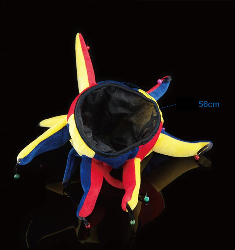Multicolor Funny Halloween Jester Hat Clown Cosplay Cap Mardi Gras Halloween Accessory Men Women with Bells Party Supplies FE75 (1)