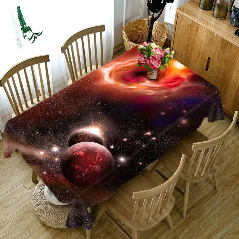 

Universe Galaxy 3D Tablecloth polyester Dinner Party Coffee Table Cloth Round Rectangular Waterproof Table Cover Home Decorative