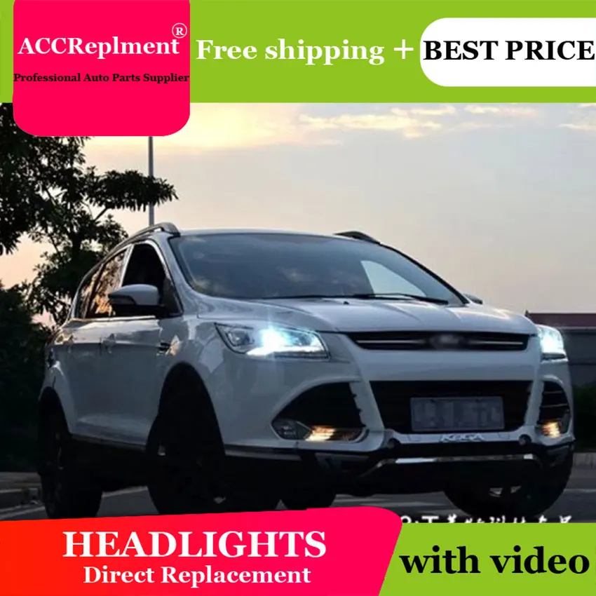 

Car Styling for Ford Kuga Escape Headlights High Configuration DRL Lens Double Beam H7 HID Xenon bi xenon lens