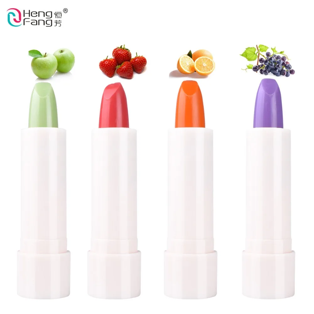 

12Pc/Lot Hengfang Fruity Magic Color Lip Balm Waterproof 4-Flavor Lipstick Nutritious Grape Orange Apple Strawberry Lips Makeup