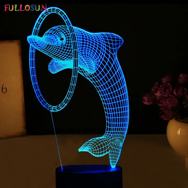 3D Иллюзия светодиодный Ночной светильник 7 цветов Дельфин настольная лампа новинок рождественские светильник s с сенсорной кнопкой детский ночной Светильник