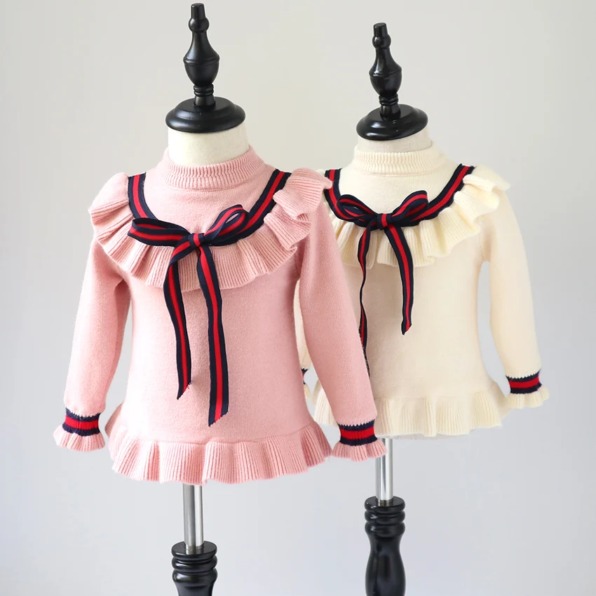 

Girls sweater 2019 winter new girls thickening plus velvet sweater children baby college bottoming sweaters kids tops