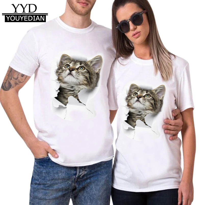 Plus Size 3XL 4XL Cat Tees Shirt Women Short Sleeve Casual 3D Print T