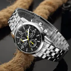 Для мужчин кварцевые часы классические часы Нержавеющая сталь ремень с шикарным малый циферблат мужской Водонепроницаемый наручные часы