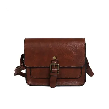 

2018 Newly Arrival Japan and Korean Style Woman Retro Oil Skin Small Square Bag Belt Pliers Shoulder Bag Messenger Bag freeship
