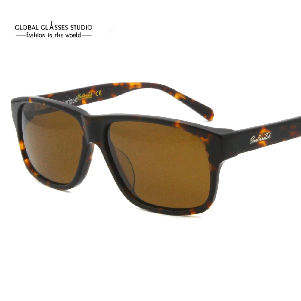 

Free Shipping Classic Men Polarized Acetate Sunglasses 100% UV with Free Carrying Case demi/black 1118