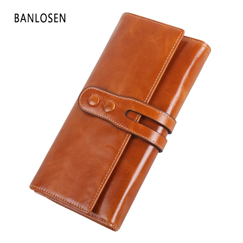

New Women Wallets 100% Genuine Cow Leather Purses Fashion Lady Red Long Wallet Female Clutch Bag YS1204