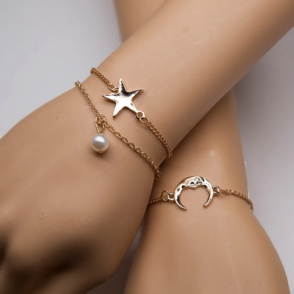 Нежный контракт мода Луна жемчужный браслет костюмы женский звезды jewelry любовь