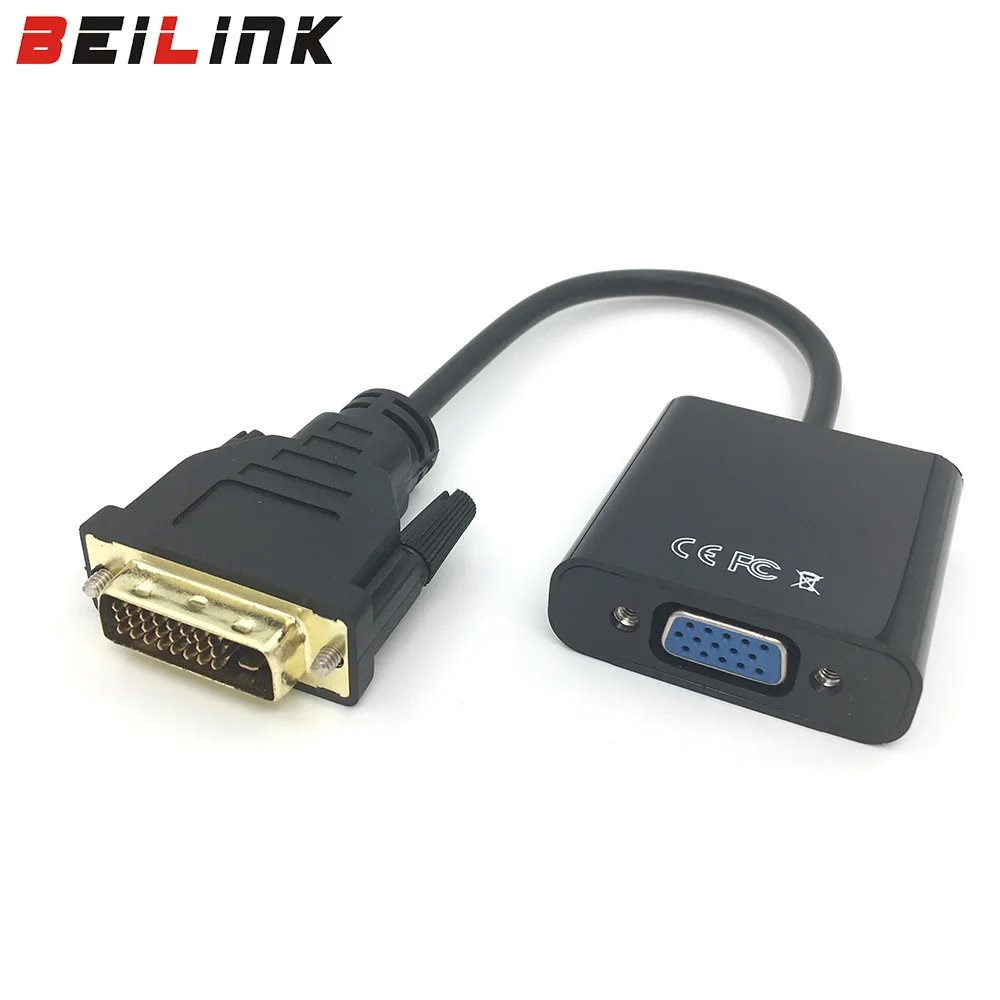 DVI D в VGA конвертер HD 1080P DVI Мужской 24+ 1 Pin в VGA Женский видео кабели для HDTV PS3 PS4 PC дисплей DVI в VGA адаптер