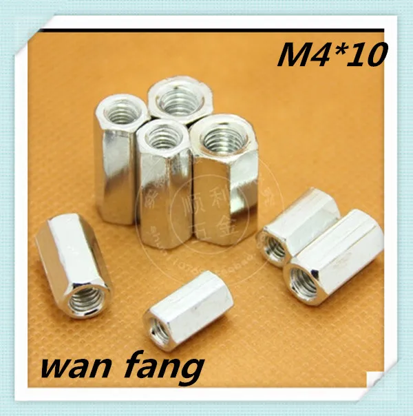 50pcs M4*10 steel Right hand extend long hex nut Long Rod Coupling Nut