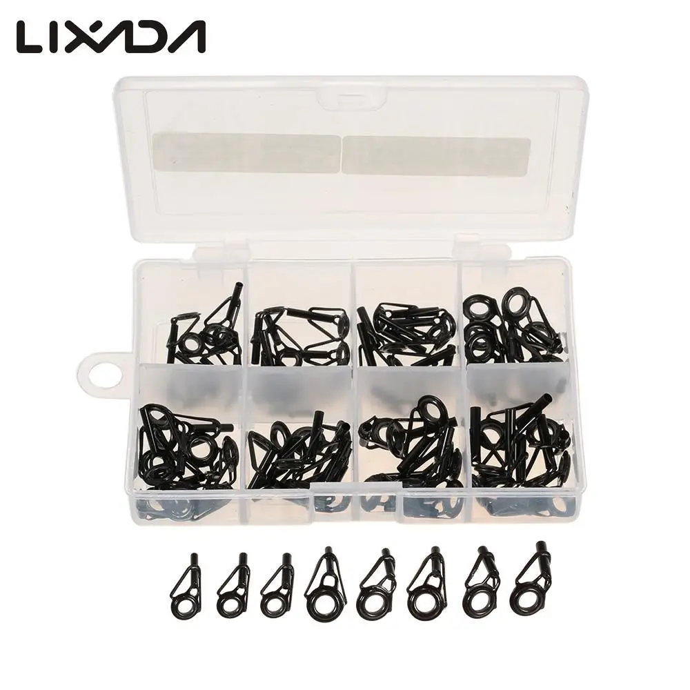 

80Pcs/set Fishing Rod Guide Set Tip Repair Kit Ring Circle Stainless Steel Fishing Rod Accessories Repair Tool 8 Size