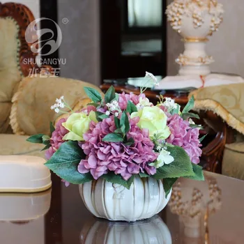 

SHUICANGYU Nordic Creative Fashion Arts Ceramic Vase Home Wedding Table Decorative Rose Hydrangea Flower Vase Sets