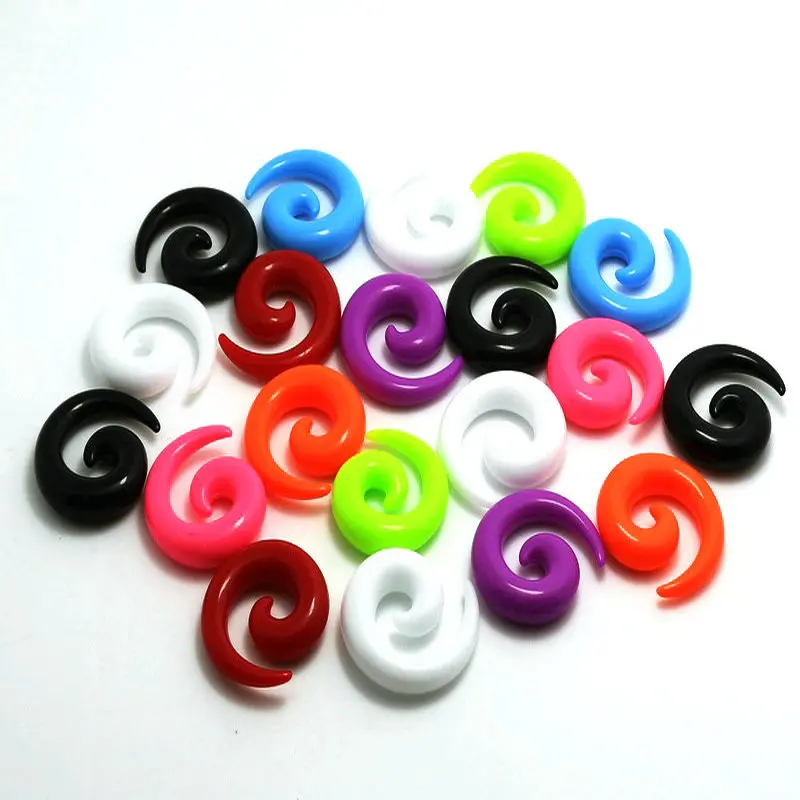 12Pcs Solid Color Acrylic Ear Tapers Spiral Ear Stretching Piercing