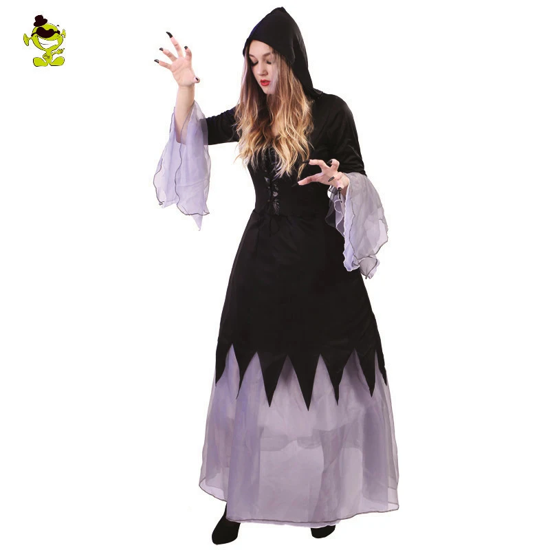Adults Scarlet Witch Costumes Madame's Black Long Witch Dress For