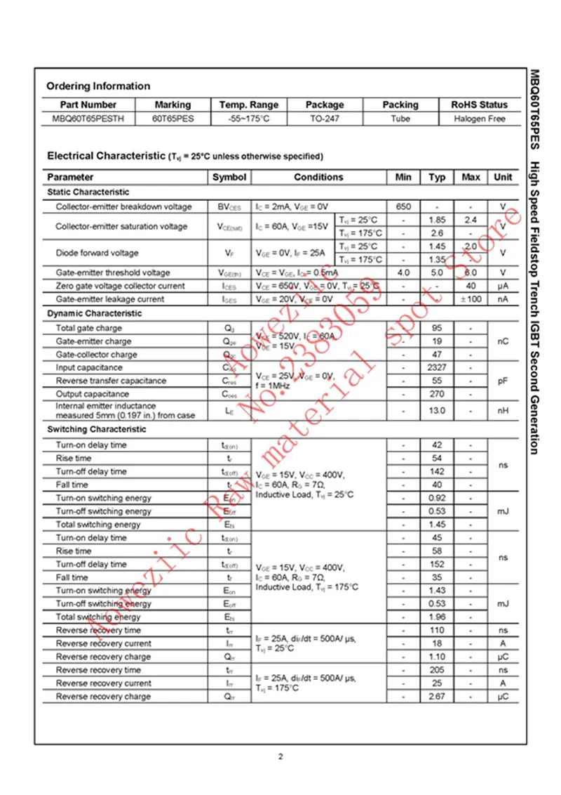 Aoweziic+ импортный 60T65PES MBQ60T65PES MBQ60T65 60T65 TO-247 инвертор сварочный аппарат обычно используется