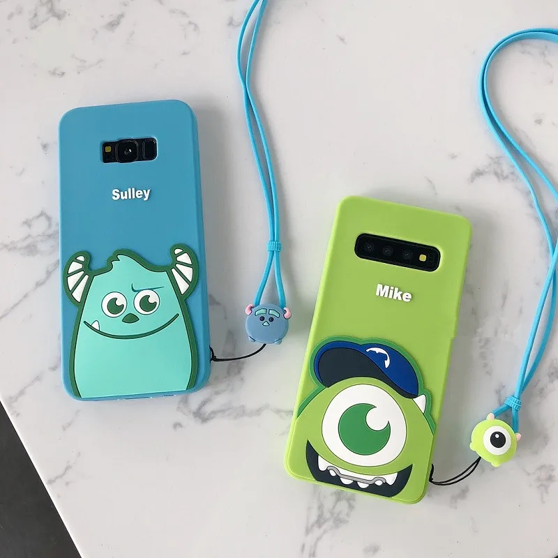 DCHZIUAN милый мультяшный чехол для телефона samsung Galaxy S10 S10 Plus S10e S9 S8 Plus Note 8 9 Sulley Mike 3D чехол с ремешком