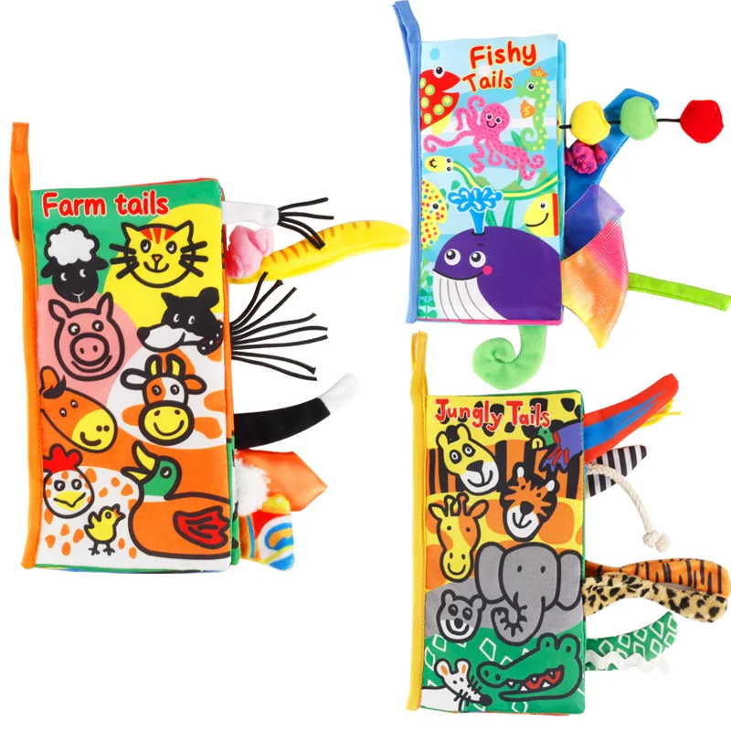 

Baby Touch Stereo Soft Cloth Book Animal Tails Sensory Stimulation Newborn Early Childhood Educational Learning Toys