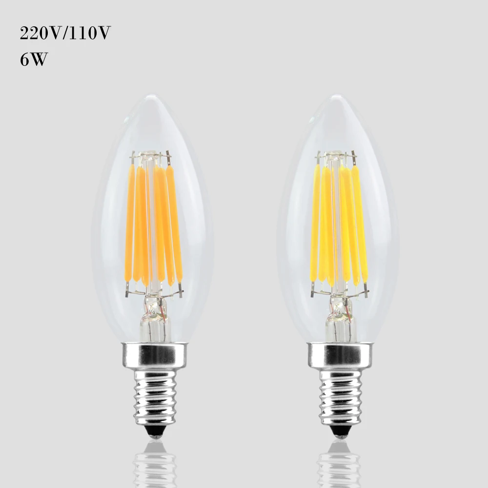 1 шт. новый дизайн 2 Вт 4 6 E14 E12 AC220V 110 В светодиодные лампы накаливания 360 градусов