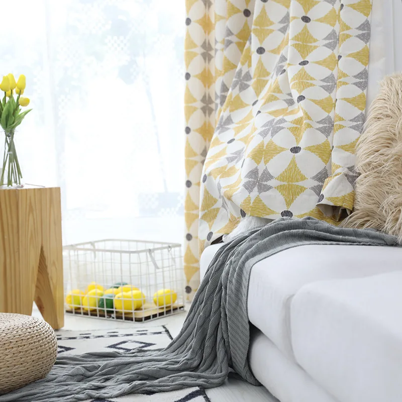 Slow Soul хаки желтый Современный бутик геометрические шторы для гостиной Детская кухня готовые Спальни Ткань ткани