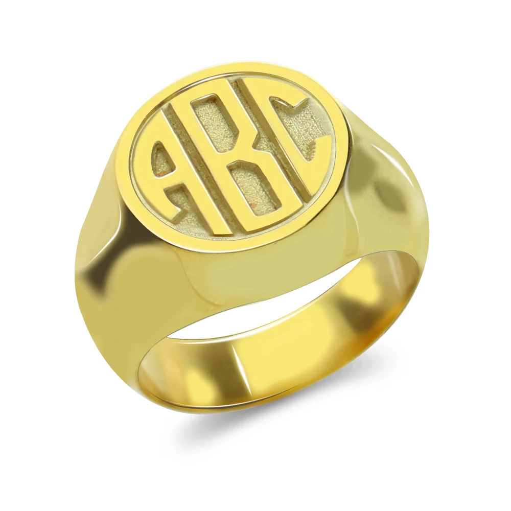 

Sweey Dropshipping Customized Signet Ring with Block Monogram Circle Signet Ring Silver/Gold/Rose Gold Birthday Gift