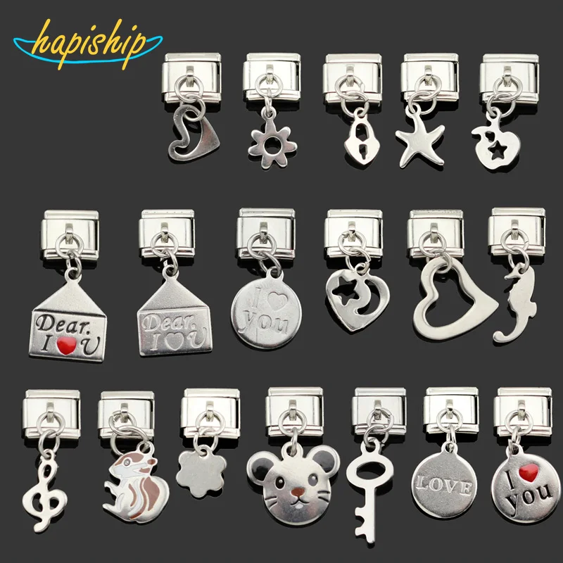 

Hapiship 9mm Width New Original Daisy I Love You Heart Flower Italian Charm Fit Bracelet Stainless Steel Jewelry Making DJ047