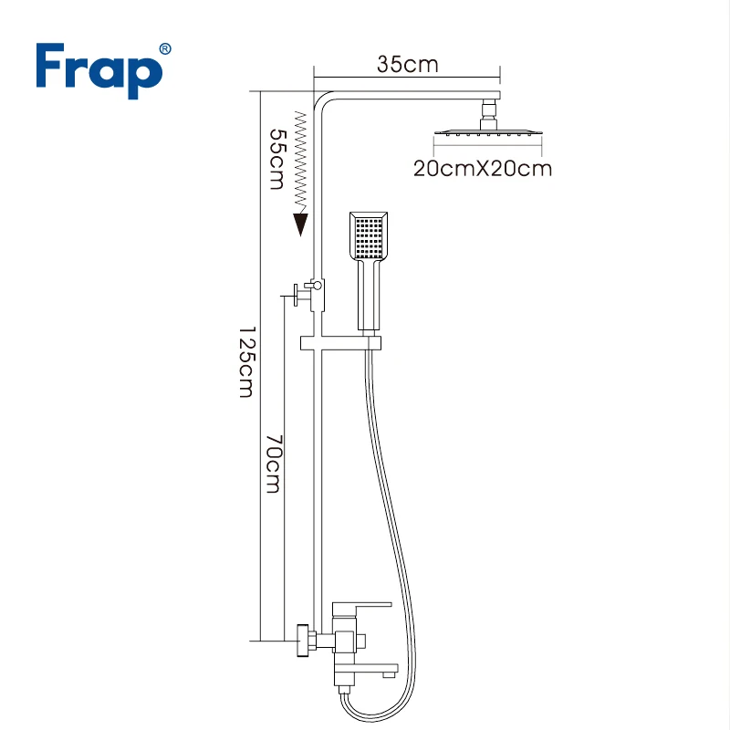 Frap новая настенная Душевая система из нержавеющей стали смесителей тропических душей набор системы холодной и горячей воды квадратная Душевая насадка панель кран