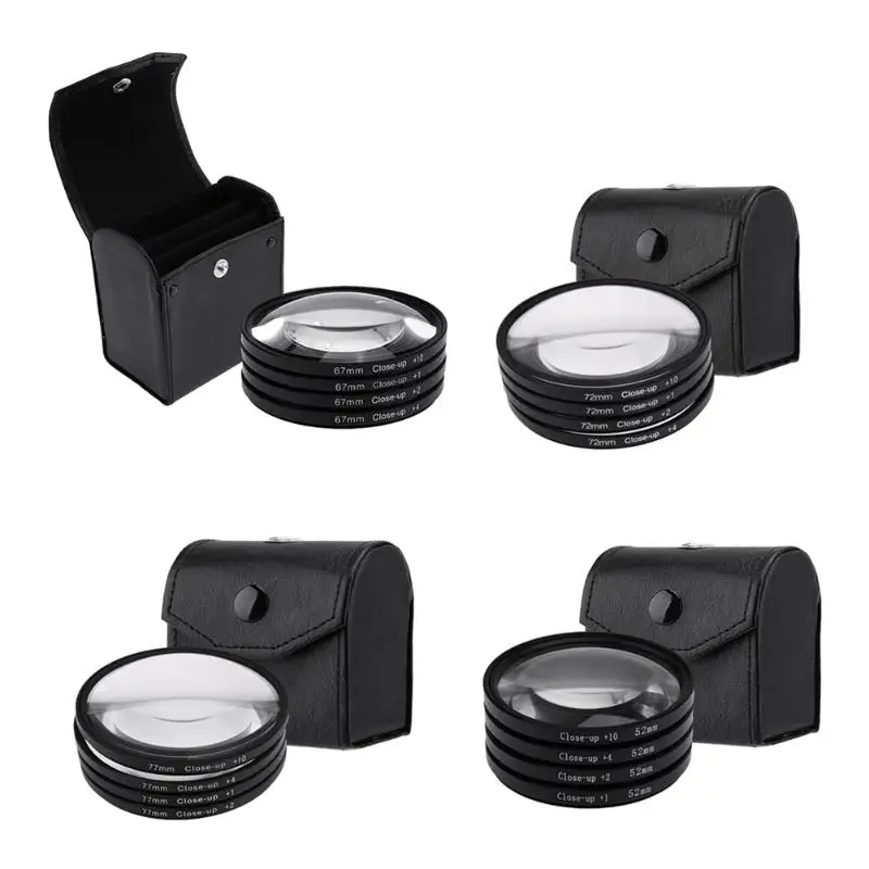 52 мм 67 мм 72 мм 77 мм Макросъемка набор фильтров+ 1+ 2+ 4+ 10 с мешочком Макросъемка Набор фильтров для объектива для камеры Canon DSLR