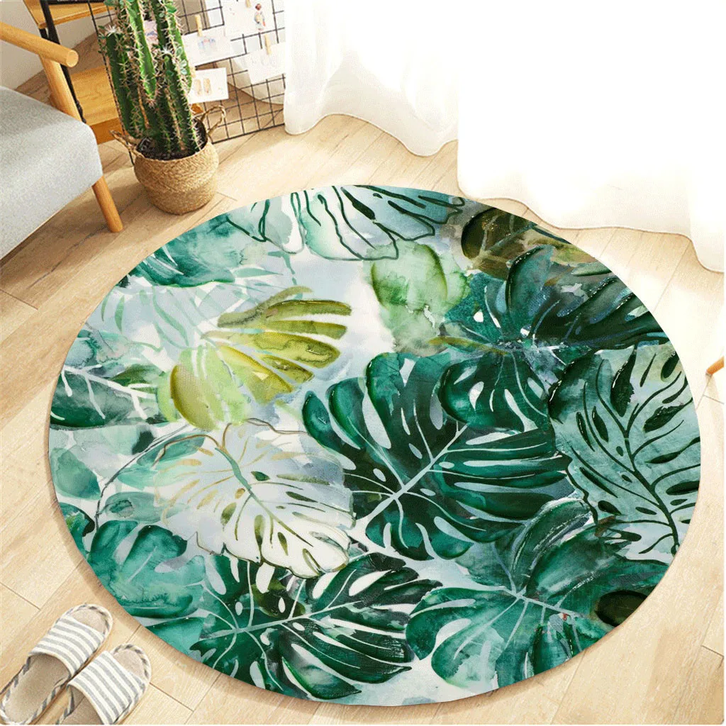 

Hallway Rugs For Outdoor Botany Elements Blanket Round Bathroom carpet 55cm Sand Free Mat Tappeti Moderni
