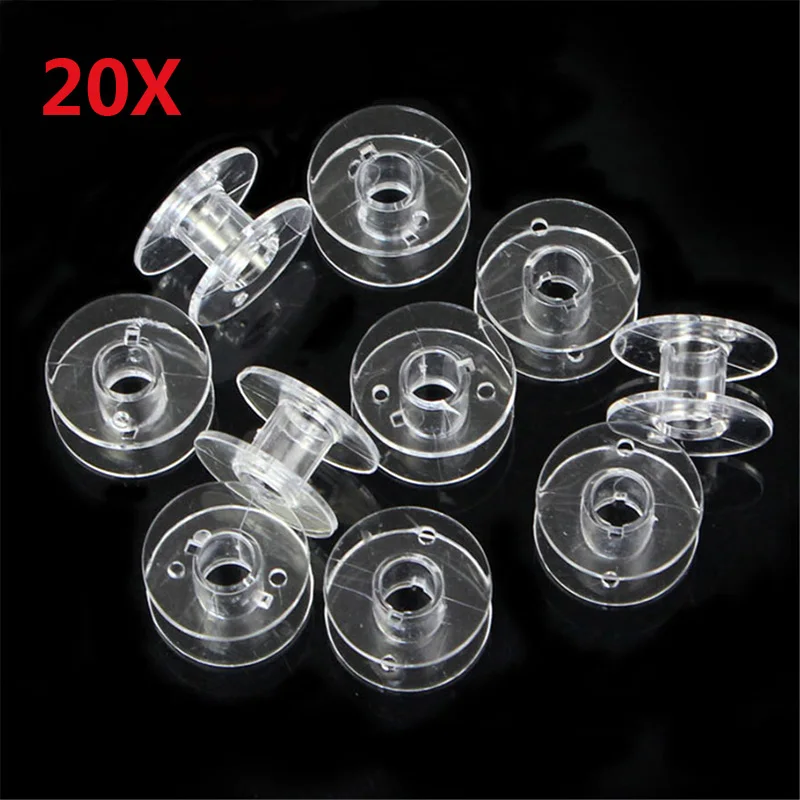 

20Pcs Plastic Clear Home Sewing Machine Thread String Empty Bobbin Spools Tools Free Shipping