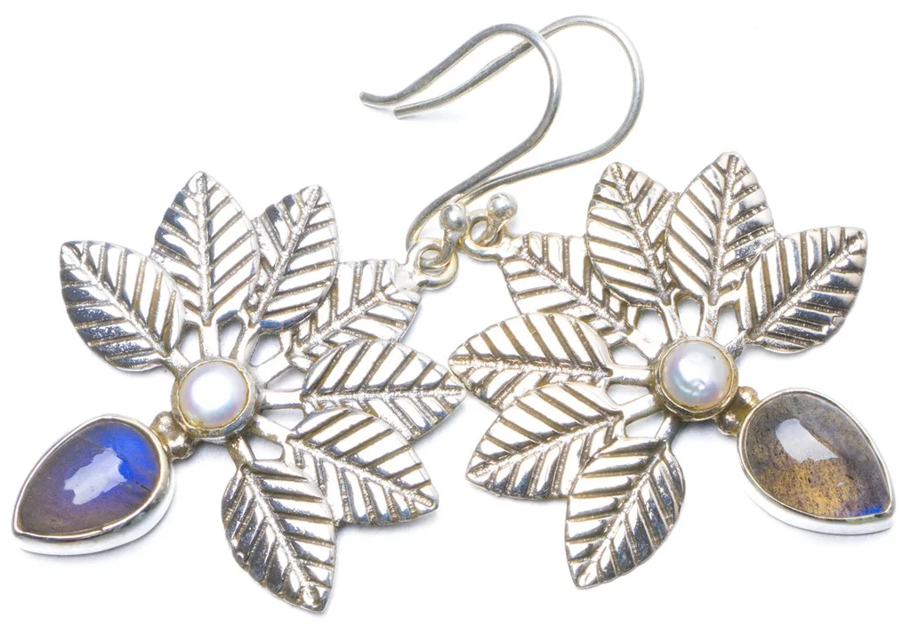 Natural Labradorite and River Pearl Handmade Unique 925 Sterling Silver Earrings 1.75 Y0633 соус паста pearl river bridge hoisin sauce хойсин 260 мл
