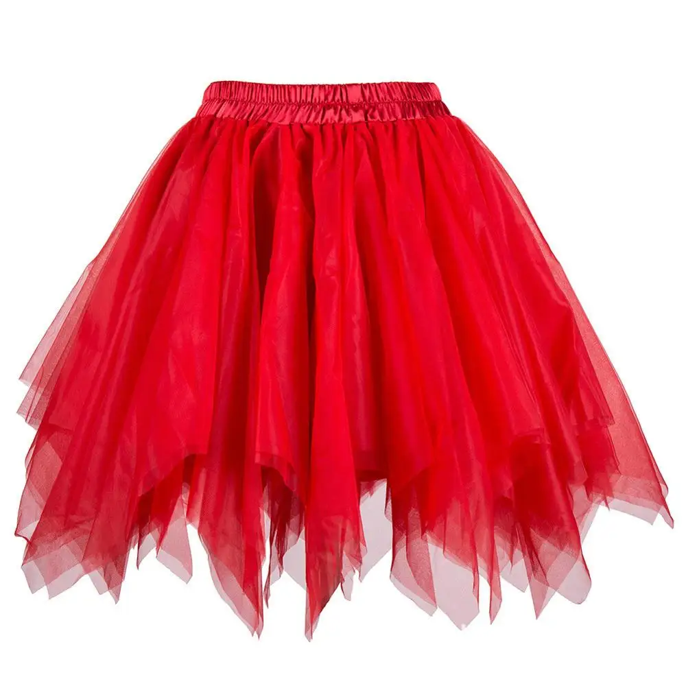 Красная многослойная фатиновая юбка бальное платье в стиле «Готик лолита»; юбка Для женщин короткая мини-юбка юбка-пачка пикантная обувь для взрослых; подкладка «рокабилли» Нижняя S-XXL - Цвет: Red
