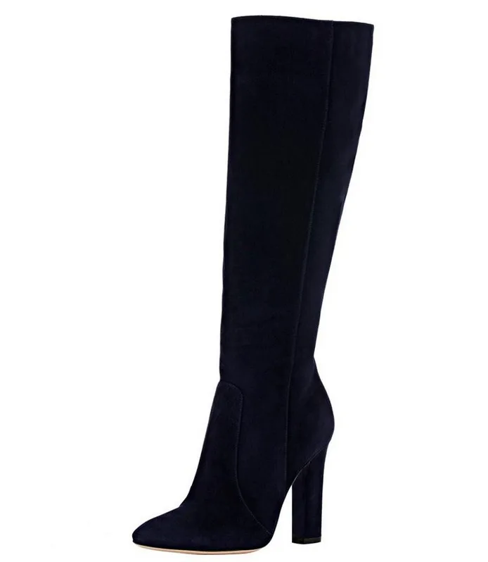 

rome style women boots for winter black suede stiletto Thick heel over the knee boots high heels shoes ladies Motorcycle boots
