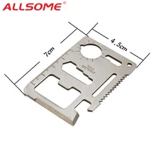 ALLSOME 11 в 1 многофункциональный швейцарский нож для кемпинга, выживания, охоты, серебряный Мультитул, Военный нож для кредитных карт, инструменты