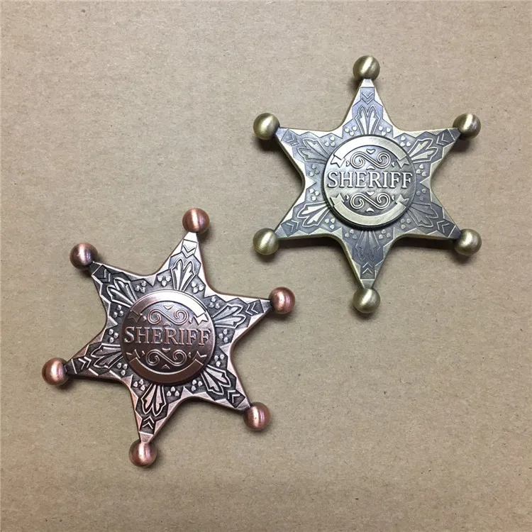 Рождественская звезда шерифа полицейский значок ручной спиннер нло вращающаяся игрушка облегчение беспокойства снижение давления стресс взрослые дети